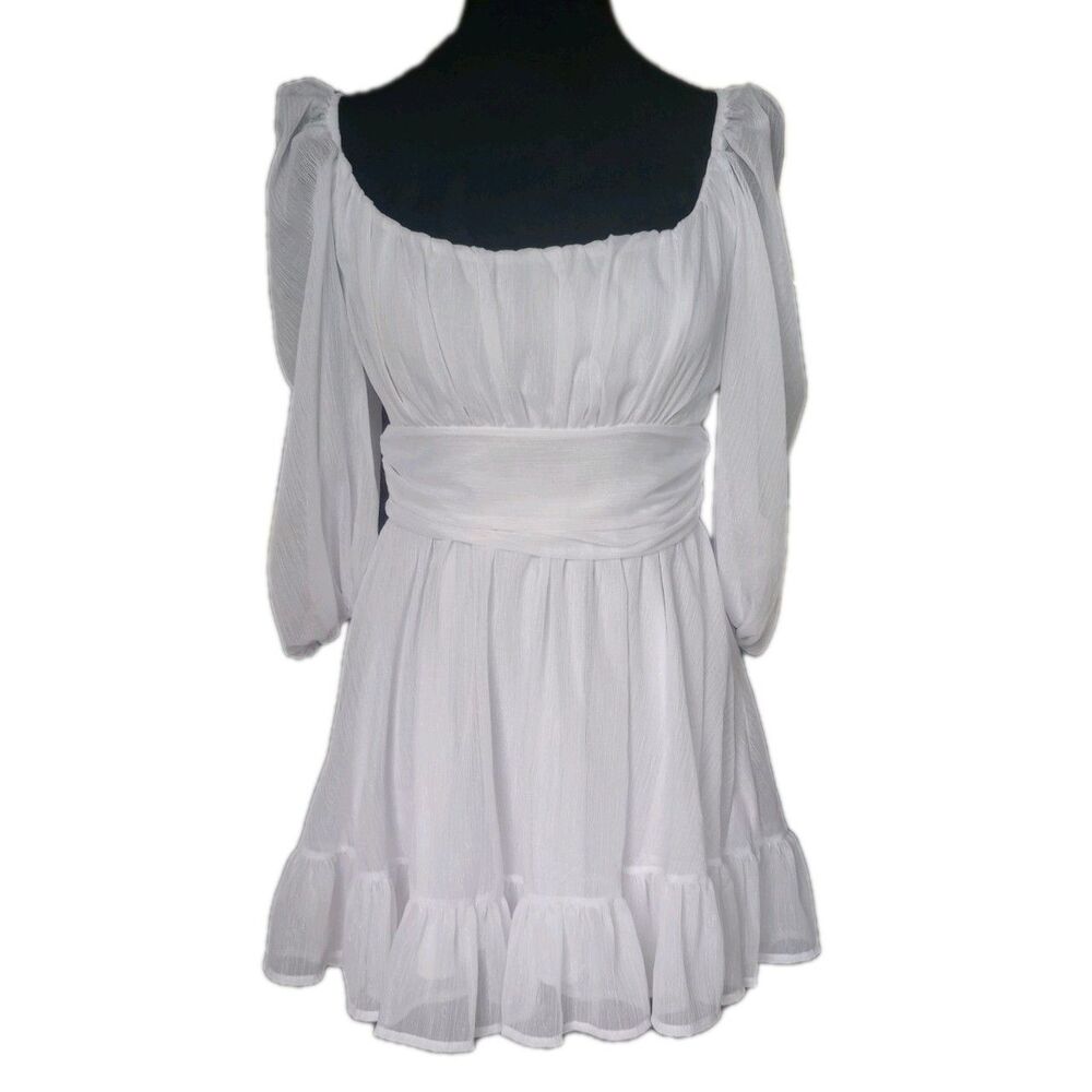 Lucy In The Sky Los Angeles Women's M White Babydoll Mini Dress